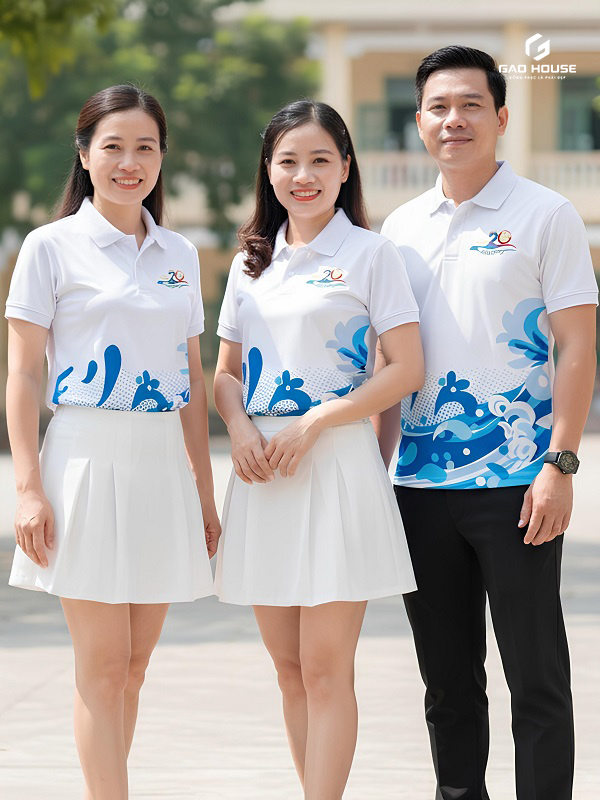 đồng phục họp lớp 20 năm màu trắng xanh