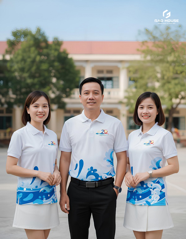 đồng phục họp lớp 20 năm màu trắng xanh