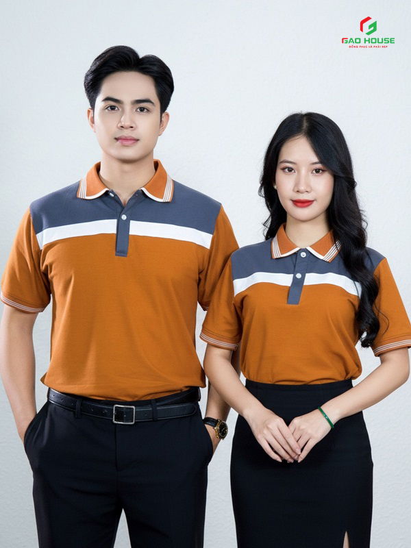 Đồng Phục Polo Công Ty Màu Nâu Phối Xám