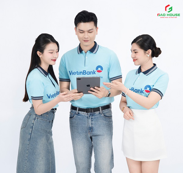 áo đồng phục doanh nghiệp màu xanh vietinbank