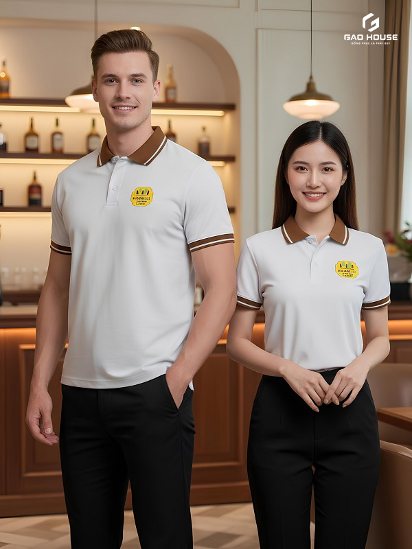 áo đồng phục nhà hàng màu trắng