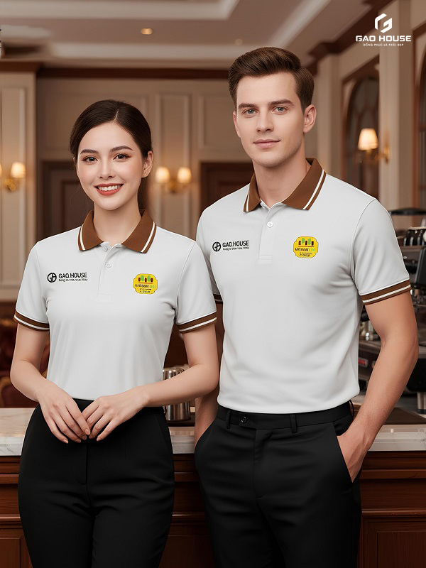 áo đồng phục nhà hàng màu trắng