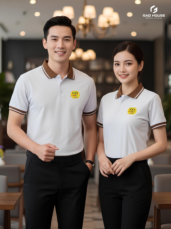 áo đồng phục nhà hàng màu trắng