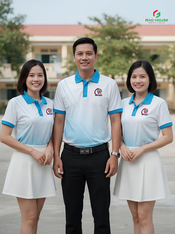 áo họp lớp 3D màu trắng phối xanh đẹp