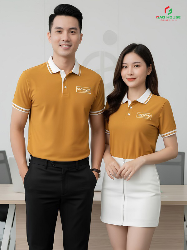Áo polo đồng phục văn phòng màu vàng