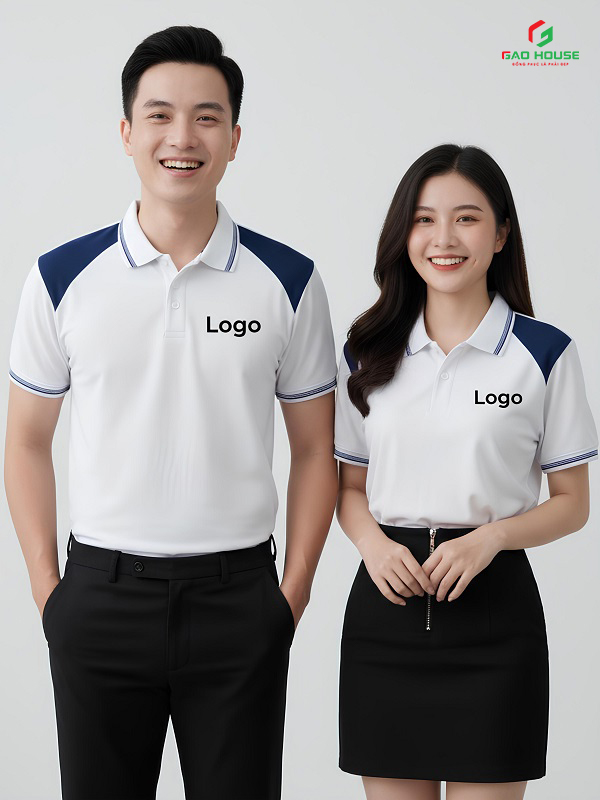 đồng phục công sở màu trắng phối
