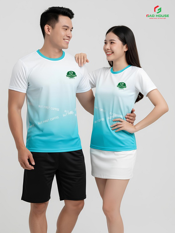 Đồng Phục Phúc Long Màu Trắng Xanh