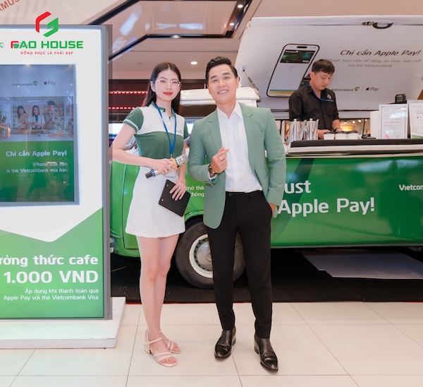 may áo đồng phục ngân hàng Vietcombank