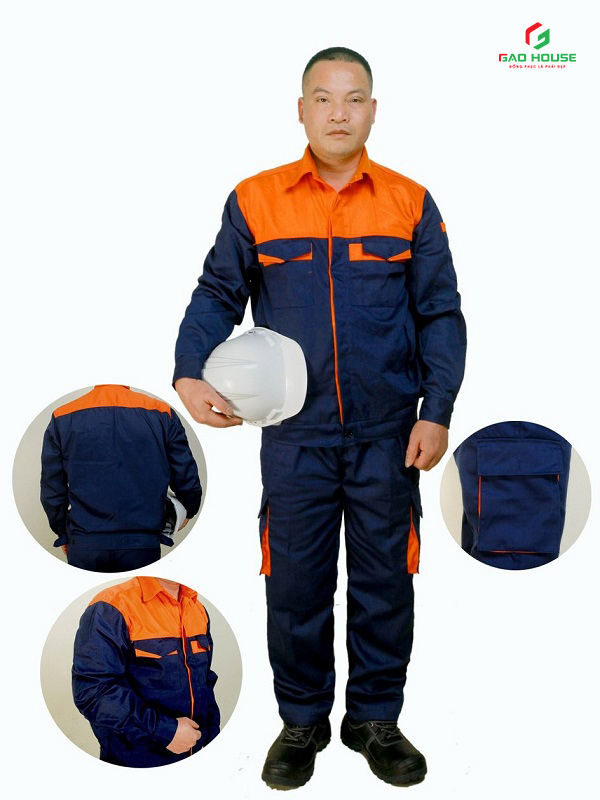 Áo Quần Bảo Hộ Màu Xanh Than Phối Cam