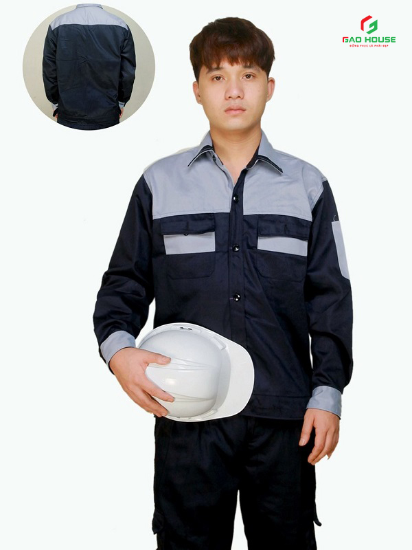 Quần Áo Bảo Hộ Màu Xanh Than Phối Xám