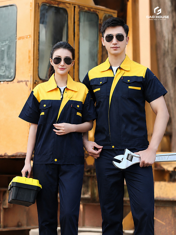 Đồng Phục Bảo Hộ Lạo Động Màu Xanh Phối Vàng