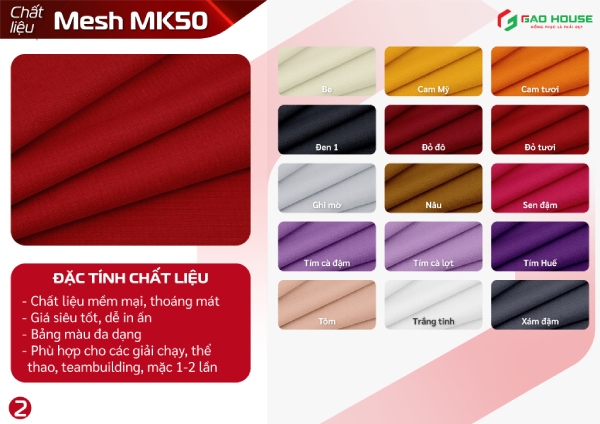 Vải mesh mk50 may áo đồng phục aeon