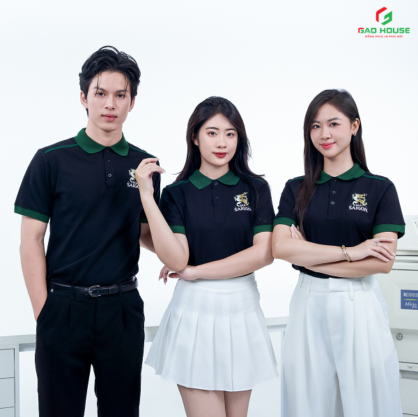 áo phông đồng phục polo đen