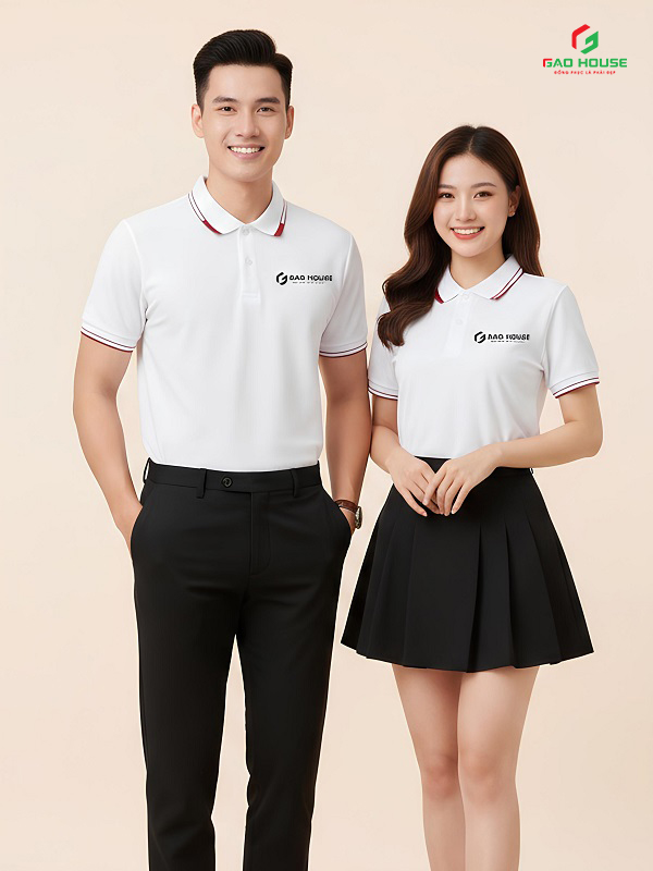 áo polo đồng phục màu trắng