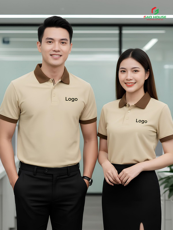 đồng phục áo polo màu be