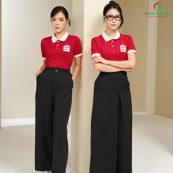 đồng phục áo polo màu đỏ đô