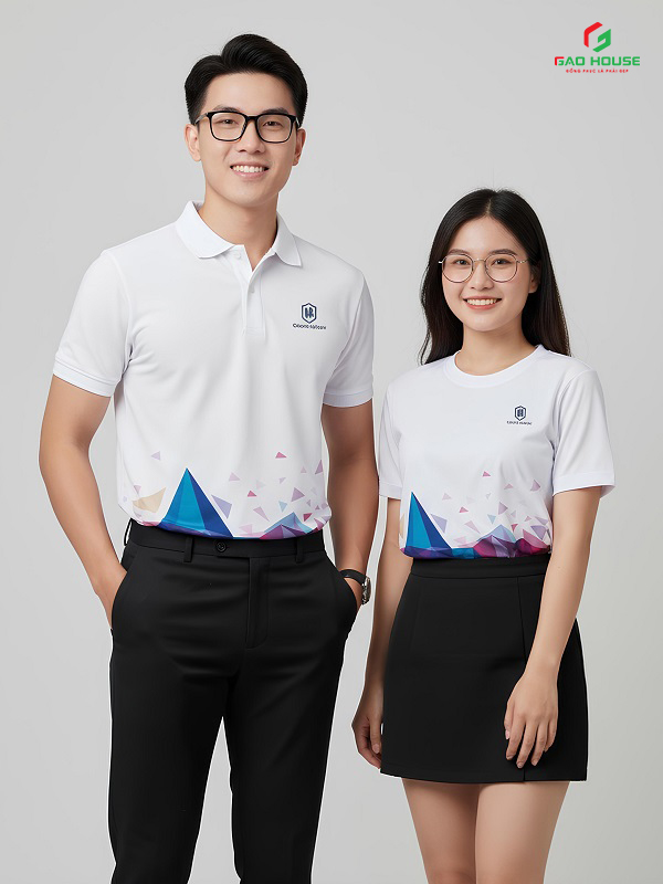 Mẫu áo thun đồng phục công ty màu trắng