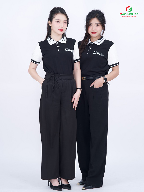 may áo thun đồng phục màu đen