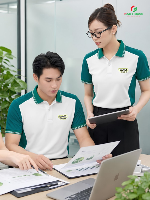 Áo Đồng Phục Màu Trắng Xanh Lam