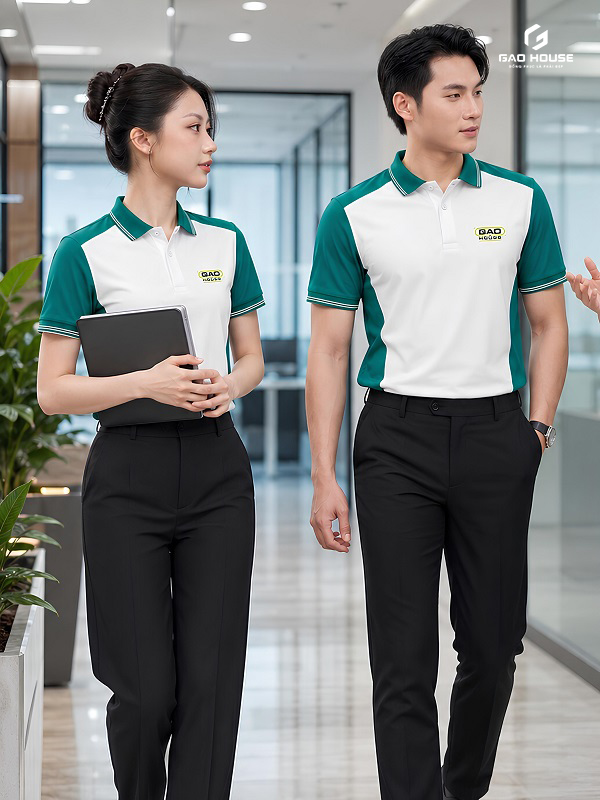 áo đồng phục màu trắng xanh lam 