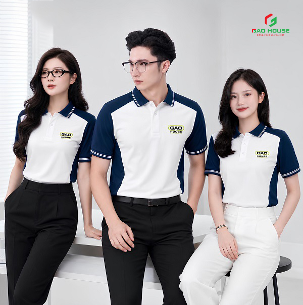 Áo Đồng Phục Màu Trắng Xanh Than