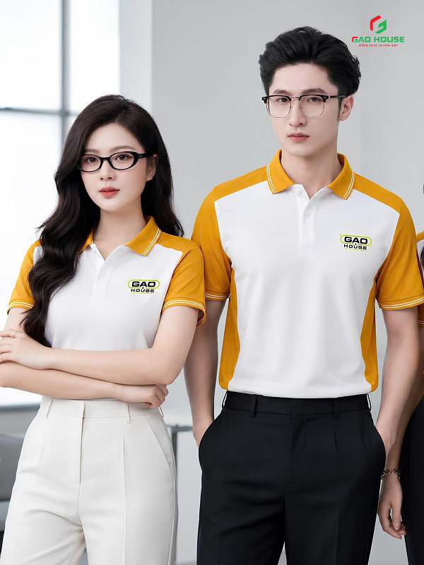 Áo Phông Đồng Phục Màu Trắng Vàng