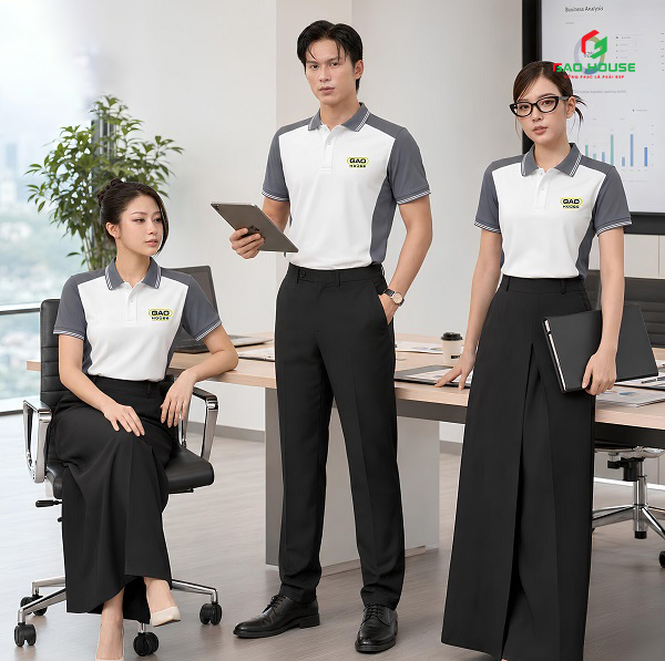 áo phông đồng phục màu trắng xám