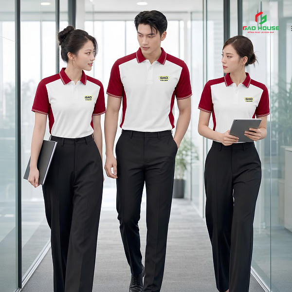 áo thun đồng phục màu trắng đỏ