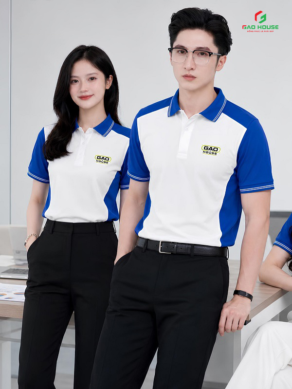 Đồng Phục Công Ty Màu Trắng Xanh Dương